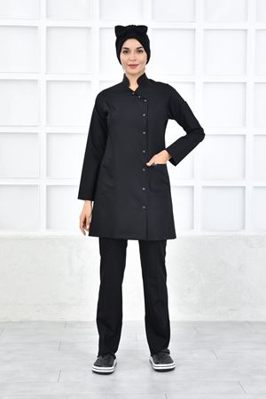 Kruvaze Kadın Tesettür Takım - Siyah