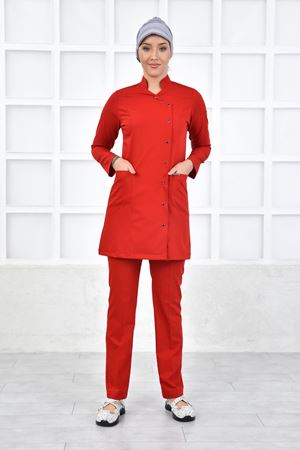 Kruvaze Kadın Tesettür Takım - Koyu Kırmızı