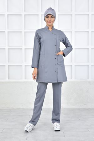 Kruvaze Kadın Tesettür Takım - Gri