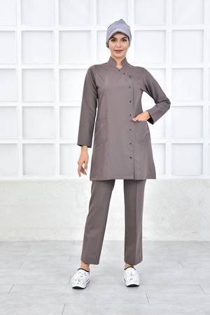 Kruvaze Kadın Tesettür Takım - Koyu Bej