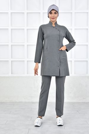 Santana Kruvaze Kadın Tesettür Takım - Orta Gri