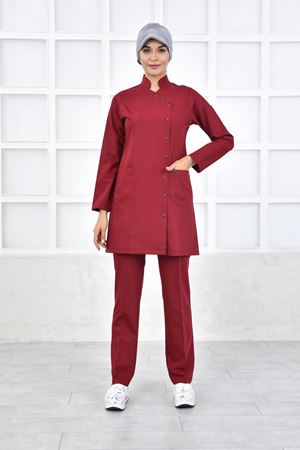 Kruvaze Kadın Tesettür Takım - Bordo