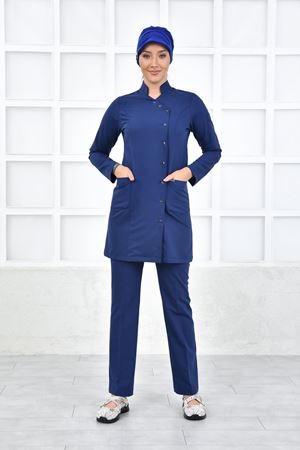Kruvaze Kadın Tesettür Takım - İndigo