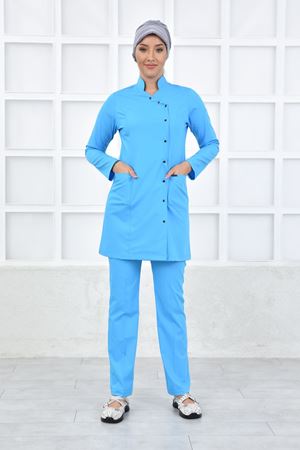 Kruvaze Kadın Tesettür Takım - Turkuaz