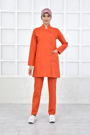 Kruvaze Kadın Tesettür Takım - Koyu Turuncu