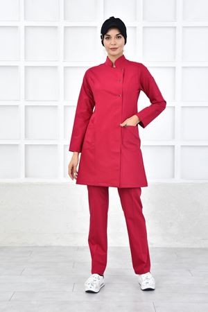 Kare Kruvaze Kadın Tesettür Takım - Koyu Fuşya
