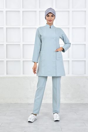 Kare Kruvaze Kadın Tesettür Takım - Küf Yeşili