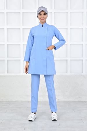 Kare Kruvaze Kadın Tesettür Takım - Bebe Mavi
