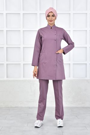 Kare Kruvaze Kadın Tesettür Takım - Leylak