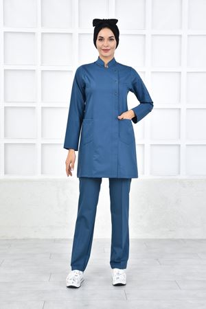 Kare Kruvaze Kadın Tesettür Takım - Petrol Yeşili