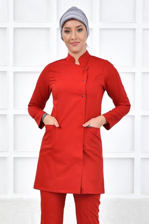 Kare Kruvaze Kadın Tesettür Üst - Koyu Kırmızı