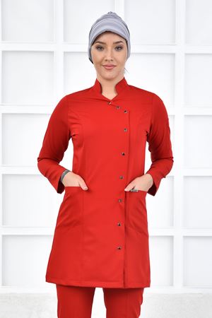 Kruvaze Kadın Tesettür Üst - Kırmızı