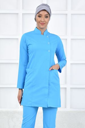 Kare Kruvaze Kadın Tesettür Üst - Turkuaz
