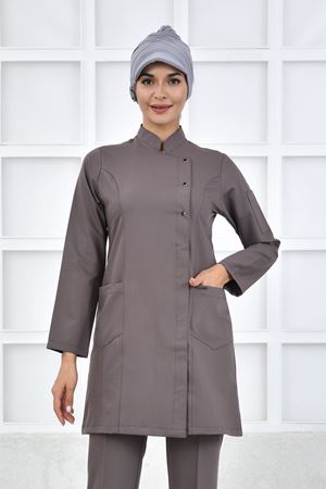 Kare Kruvaze Kadın Tesettür Üst - Koyu Bej