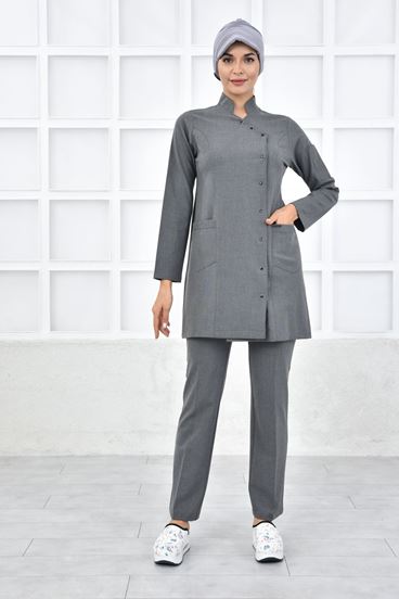 Santana Kruvaze Kadın Tesettür Üst - Orta Gri
