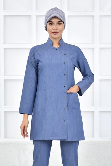 Kruvaze Kadın Tesettür Üst - Kot Rengi