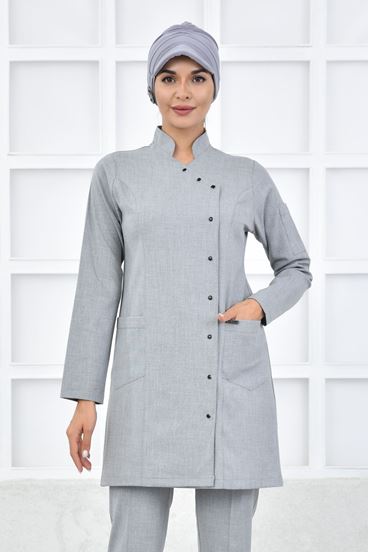 Santana Kruvaze Kadın Tesettür Üst - Açık Gri