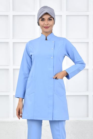 Kare Kruvaze Kadın Tesettür Üst - Bebe Mavi