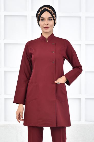 Kare Kruvaze Kadın Tesettür Üst - Bordo