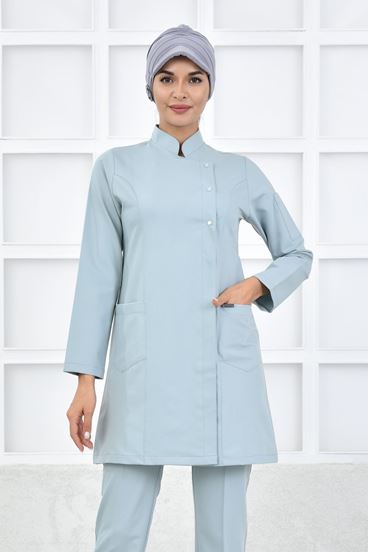 Kare Kruvaze Kadın Tesettür Üst - Küf Yeşili