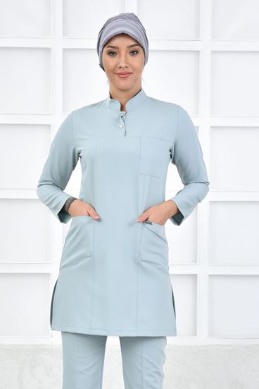 Yarım Hakim Yaka Kadın Tesettür Üst - Küf Yeşili