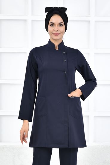 Kare Kruvaze Kadın Tesettür Üst - Lacivert