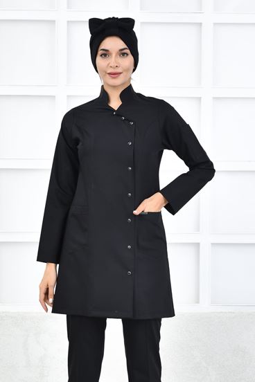 Kruvaze Kadın Tesettür Üst - Siyah