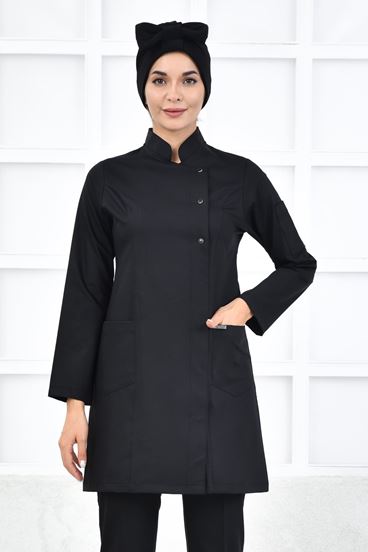 Kare Kruvaze Kadın Tesettür Üst - Siyah