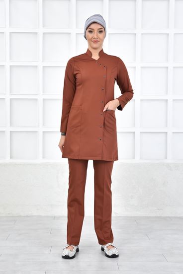 Kruvaze Kadın Tesettür Takım - Kiremit