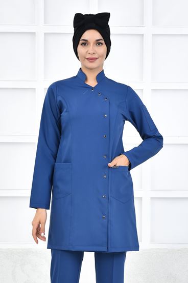 Kruvaze Kadın Tesettür Üst - Petrol Mavi