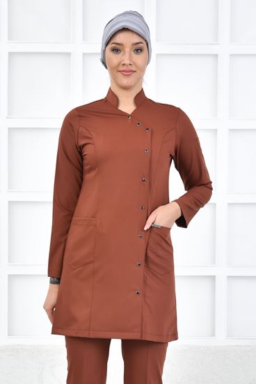 Kruvaze Kadın Tesettür Üst - Kiremit