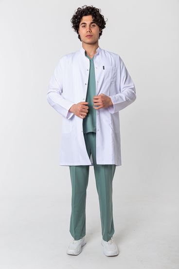 Alpaka Hakim Yaka Erkek Önlük - Beyaz