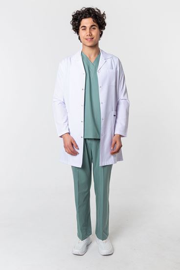 Alpaka Ceket Yaka Erkek Önlük - Beyaz