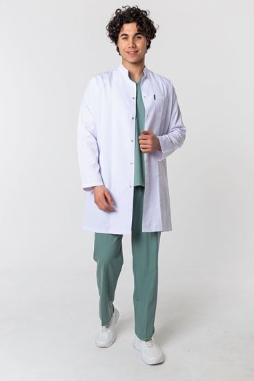 Hakim Yaka Erkek Önlük -Likralı Beyaz