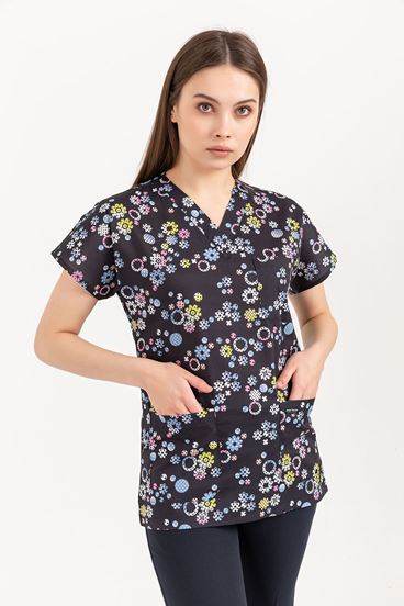 Greys Kadın Üst - Kar Tanesi Desenli