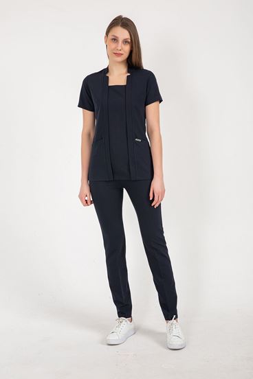 Square Collor Style Kadın Takım - Lacivert