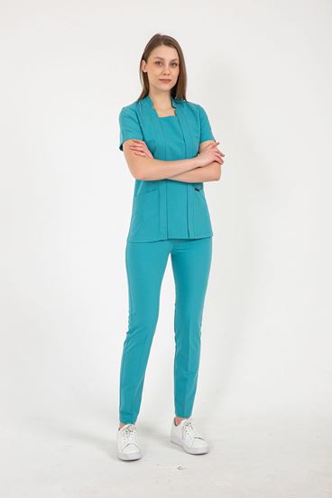 Square Collor Style Kadın Takım - Turkuaz Yeşili