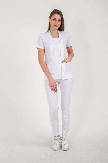 Square Collor Style Kadın Takım - Beyaz