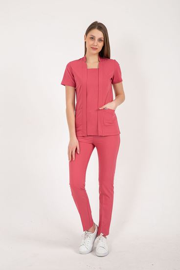 Square Collor Style Kadın Takım - Gül Kurusu