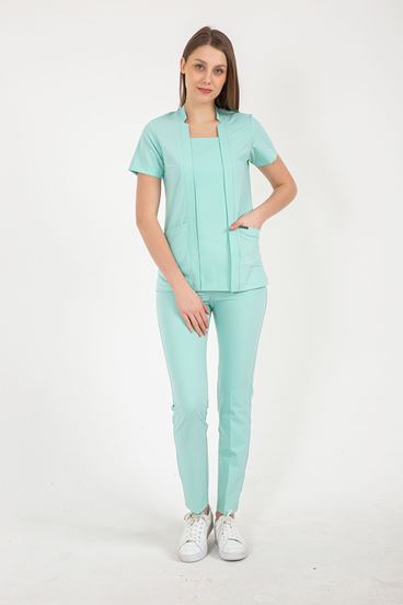 Square Collor Style Kadın Takım - Su Yeşili