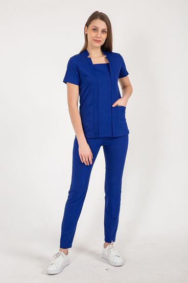 Square Collor Style Kadın Takım - Saks Mavi