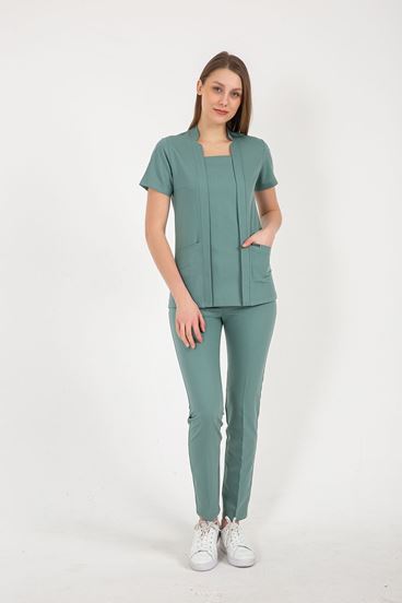 Square Collor Style Kadın Takım - Küf Yeşili
