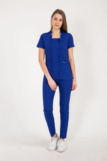 Square Collor Style Kadın Üst - Saks Mavi/Dazzlıng Blue