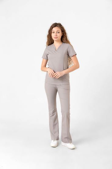 Drop Collar Kadın Takım - Kum Gri̇