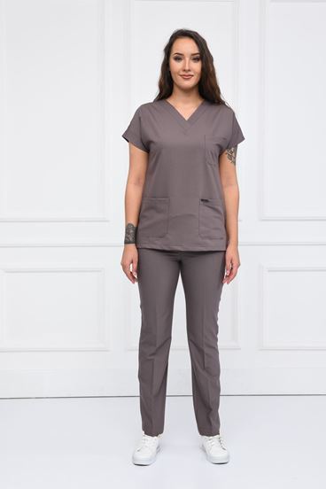 Greys Likralı Kadın Takım - Koyu Bej