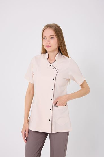 Kruvaze Koyu Bej Biyeli Kadın Üst - Bej