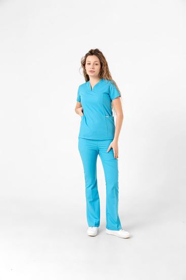 Drop Collar Kadın Takım - Turkuaz Mavi