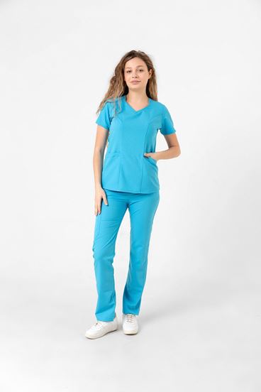 Butterfly Collar Kadın Takım - Turkuaz Mavi