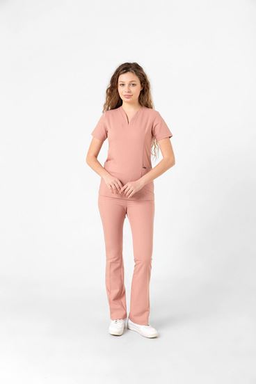 Drop Collar Kadın Takım - Pudra