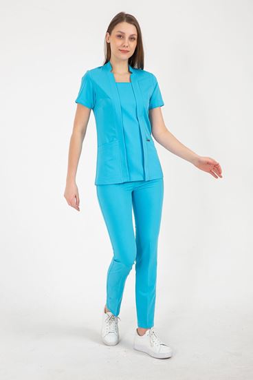 Square Collor Kadın Takım - Turkuaz Mavi